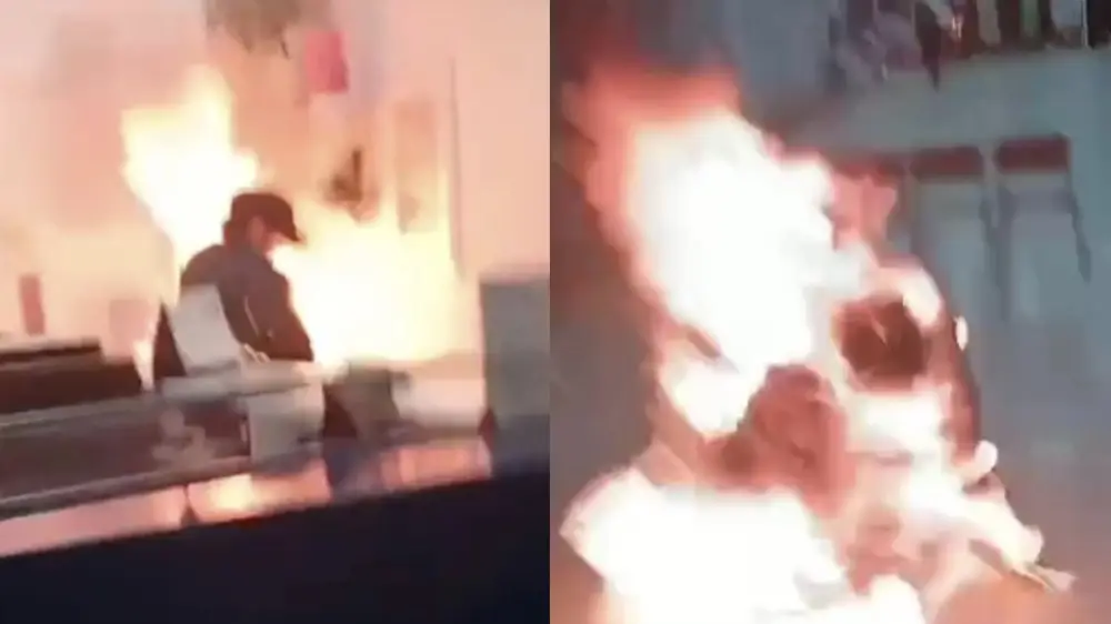 一名男子在阿拉木图机场自焚，伤势严重，已被送往医院治疗。