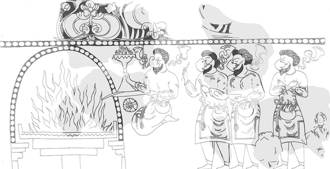 在塔吉克斯坦发现了一幅描绘拜火仪式的古代绘画。
